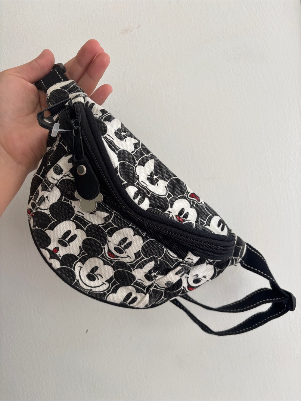 Black & White Mickey Print Kids Waist Bag